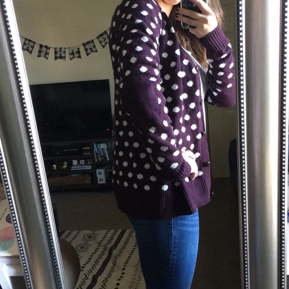 Polka dot purple h&m medium weight cardigan - Picture 2 of 5